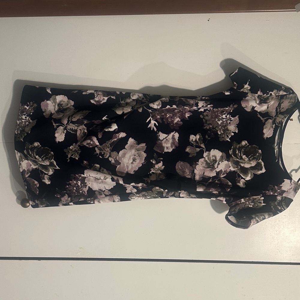 Pinkblush Black Floral Midi Dress with Blush and Cream Blooms